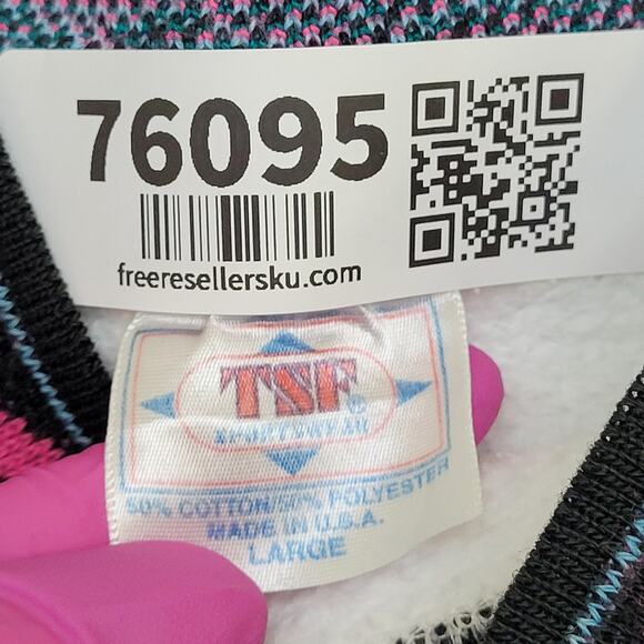 Vintage Native-American Ringer Sweatshirt Womens Large 22x22 USA - Picture 8 of 15